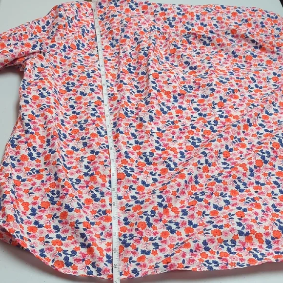 Talbots Pink Floral Split V-Neck Button Blouse - Picture 7 of 8